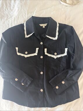 Sim & Sam XS Black Button-Up Top
